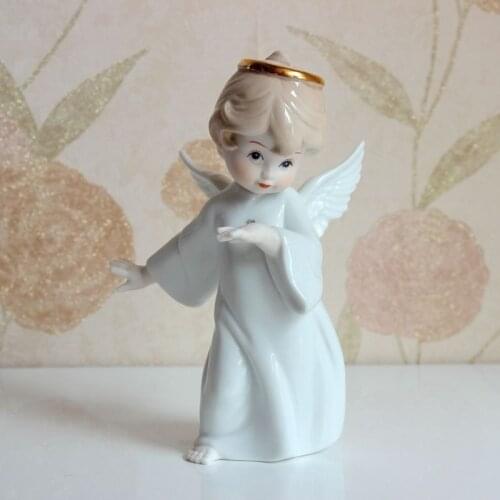 CUTE PORCELAIN LITTLE ANGEL FIGURINE CERAMIC ANGEL MINIATURE HOME DECORATION BIRTHDAY GIFT ART HANDICRAFT ORNAMENT ACCESSORIES