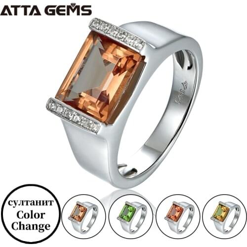 Zultanite Sterling Silver Ring Men Wedding S925 Rings 5.5 Carats Created Diaspore Unisex Silver Rings Lovers Gifts Party