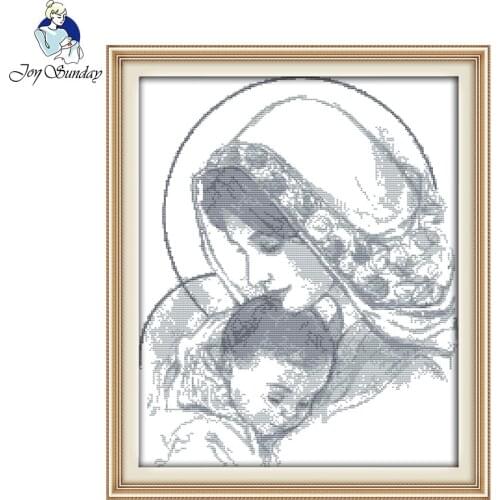 Joy Sunday Mother and Her Baby Needlework Diy Painting Cross Stitch Embroidery Printed and Counted Cross Stitch Sets Home Decor