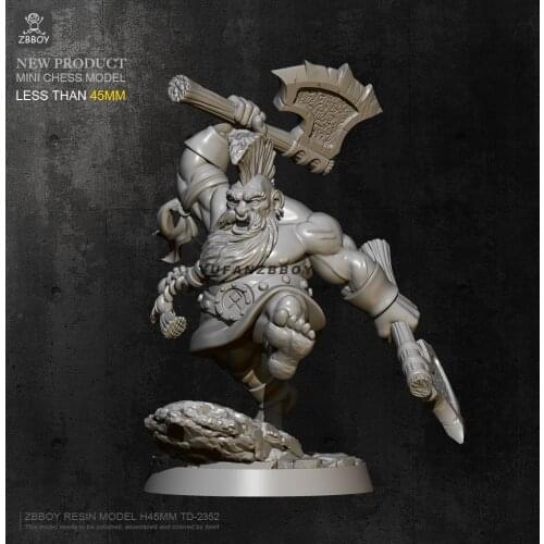45mm Resin model kits Double Axe Old Dwarf self-assembled TD-2352