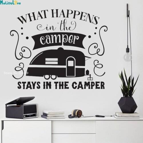 What Happens In The Camper Van Wall Sticker Decals Home Decor Living Room Comfortable Travel Art Murals Vinyl YT3769