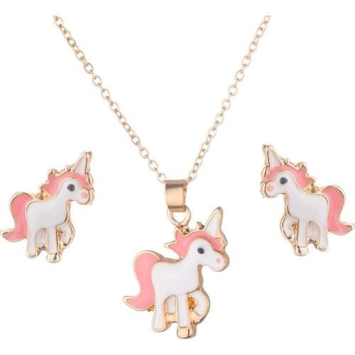 New 3PCS/Set Lovely Unicorn Cats Jewelry Sets Earrings Necklaces for Women Girls Cute Animal Decorations Kits Accessories Gifts