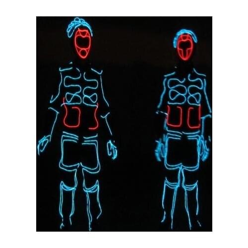 New Arrived LED Cold Light EL Wire Costume Clothes Festive Party Supplies Luminous Glowing Suits Stage Performance Clothing