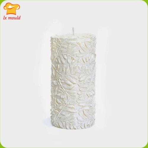 New Style Embossed Lace Candle Silicone Molds Wedding Holiday Gift Handmade Candle Tool Mould Cylindrical