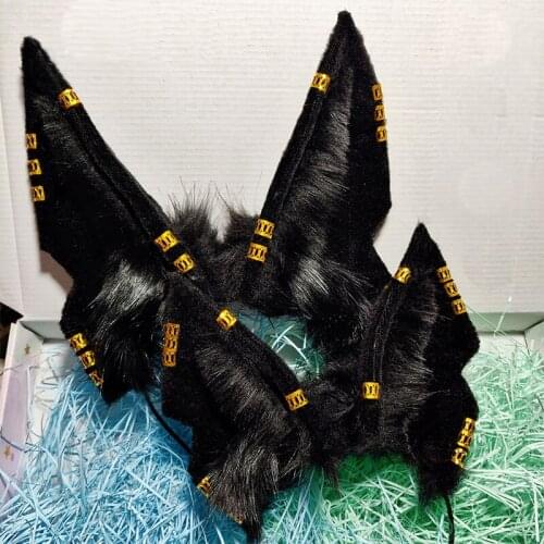 Nuovo Lavoro Fatto A Mano Originale Bestia Anubis Lupo Gatto Orecchie del Cane Nero Hairband Hairhoop Copricapi Per Cosplay Cost