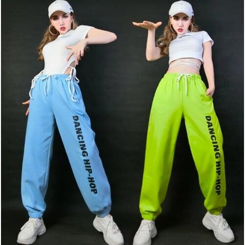 Summer Jazz Hip Hop Dance Practice Clothes Women Sexy Bandage Tops Casual Sweatpants Fashion Nightclub Wear Gogo Outfit DNV15057