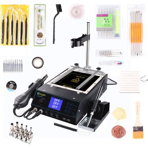 8863+ combination soldering station, BGA rework station, hot air gun, infrared preheating combination