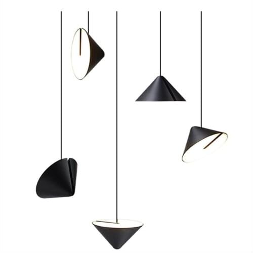 Nordic Modern Tapered Pendant Lights Black White Simple Bedroom Bedside Hanging Lamp Industrial Lighting Fixtures