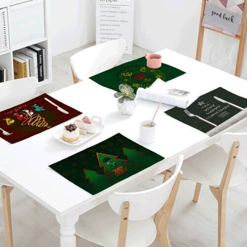 Merry Christmas Series Napkins 42*32Cm Linen Material Christmas Tree Cartoon Animal Tablecloth Kitchen Decor Dining Accessories