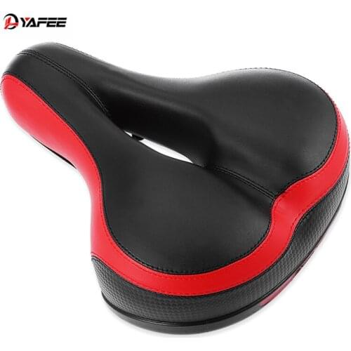 YaFee Bicycle Saddle with Tail Warning Reflective Tape Widen MTB Bike Saddles Soft Comfortable Bike Hollow Cycling Bike Saddle