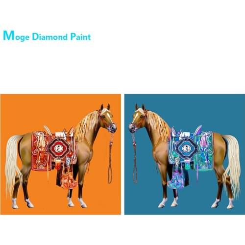 Yellow Blue Double Horse Animal Diamond Painting Round Full Drill Nouveaute DIY Mosaic Embroidery 5D Cross Stitch Home Decor