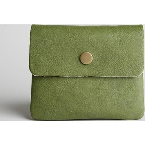 10PCS / LOT Handmade Mens Short Wallet Leather Small Card Bag Womens First Layer Cowhide Zero Wallet Mini Coin Storage Bag