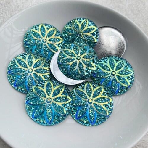 25mm Round&flowers Flatback Non Sew On Rhinestones for DIY Jewelry Accessories AB Color 18pieces/lot