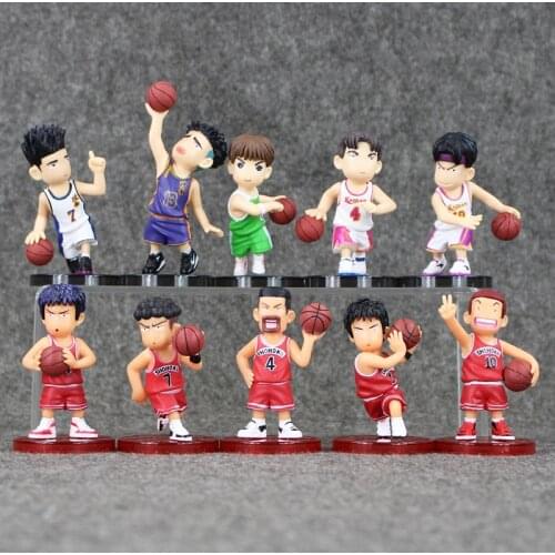 5pcs/lot SLAM DUNK Shohoku Basketball Player Anime Figures Doll Hanamichi Sakuragi Rukawa Kaede Cool Model for Kids
