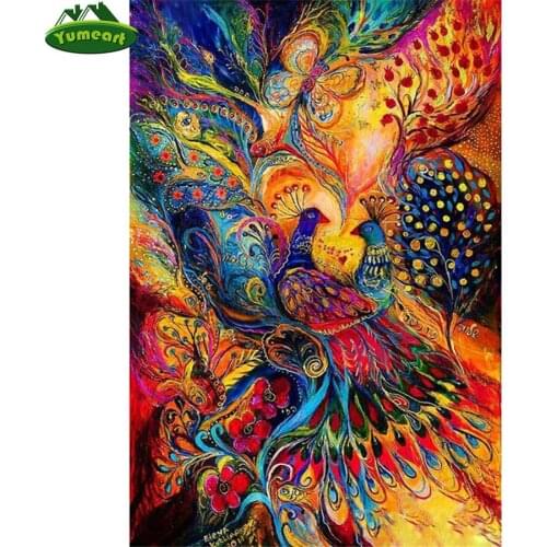 5D DIY Diamond Painting by Number Full Square Drill "Peacock feather" Embroidery Cross Stitch gift Home Decor Creative Art Gifts