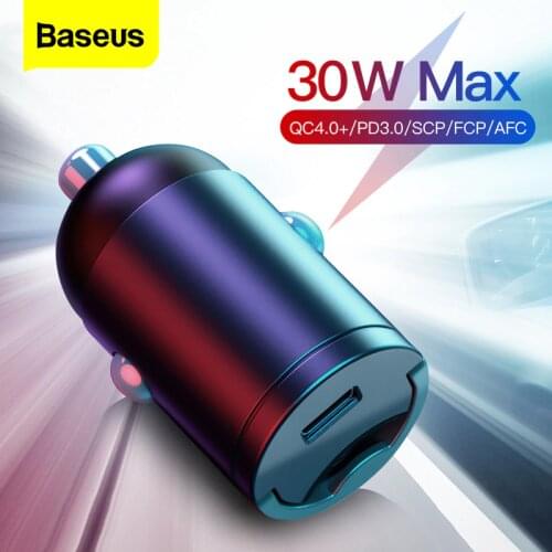 Baseus Quick Charge 4.0 3.0 USB C Car Charger For Xiaomi mi9 Huawei P30 Pro QC4.0 QC3.0 QC 5A Fast PD Car Charging Phone Charger