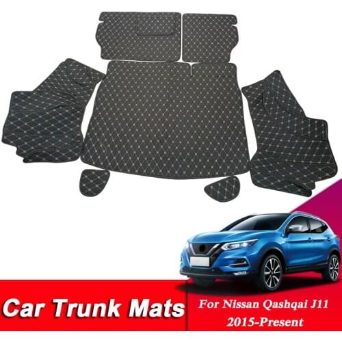 Car Styling Trunk Mat For Nissan Qashqai J11 2014-Present Leather Auto Cargo Liner Mat Pad Internal Accessories