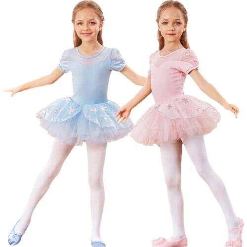 Girls' Ballet Dress Basic Ballerina Dance Clothes Kids Snowflake Yarn Dress Ballet Clothes Performance Wear Birthday Gift