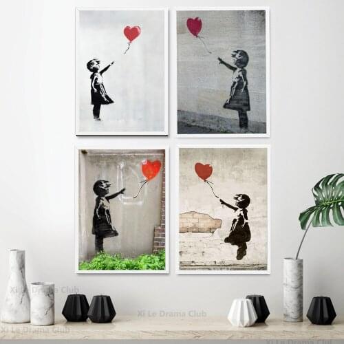 Banksy Girl With Balloon Wall Art Canvas Painting Poster Office Living Room Home Interior Wall Decoration Painting