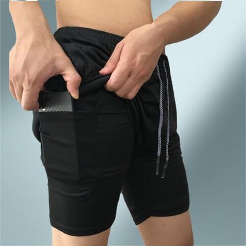 Brand Men 2 in 1 Running Shorts Jogging Gym Fitness Training Quick Dry Beach Short Pants Male Summer Sports Workout Bottoms Clot