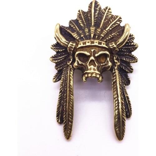 Paracord Knife Beads Indian Chief Skull Pendant Paracord Bracelet Accessories DIY Pendant Buckle for Paracord Knife Lanyards