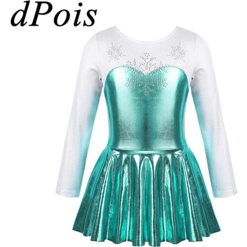 Kids Girls One Piece Gym Ballet Dance Dress Child Sequins Glitter Rhythmic Gymnastics Leotard Princess Ballerina Dancing Dresses