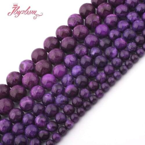6,8,10,12,14mm Smooth Round Charoite Jades Loose Stone Beads For DIY Necklace Bracelet Earring Jewelry Making Loose Strand 15"