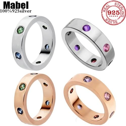 Hot Sale Fit Original 925 Sterling Silver Ring for women Rose Gold Couple Ring Classic High Quality Jewelry Wedding Gift