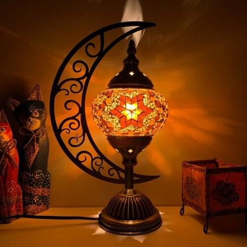 Turkish Characteristic Moon Table Lamp Retro Exotic Bedroom Living Room Dining Room Hotel Bar Decorative Table Lamp
