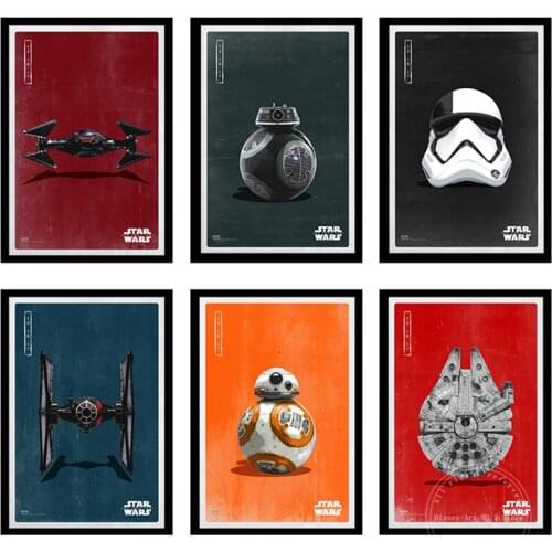 Disney Canvas Art Paintings Star Wars The Force Awakens Cartoon Movie Poster and Print Wall Art Picture Bar Home Decoration