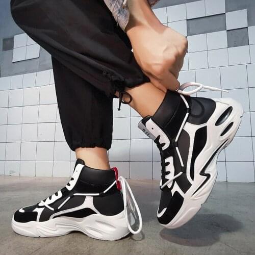 Mens Walking Shoes High Sneakers Leather Black Man Mens Casual 2020 Mens Trainers Summer Sports Shoes Winter Platform Men