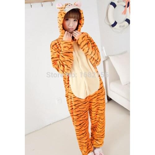 Kigurumi New Flannel Jumping Tiger Pajamas Animal Onesies Adult Unisex Onesie Cosplay Costumes Pyjamas
