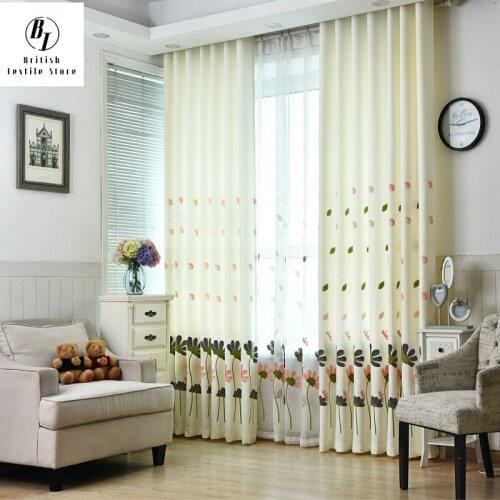 Korean Garden Embroidered Screens Curtains Stylish Modern Minimalist Style Living Room Bedroom Curtains