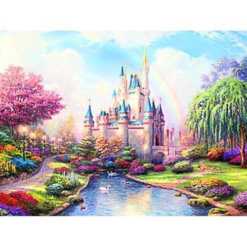 Beautiful Castle 5D diamond painting cross stitch wall sticker diamond mosaic diamond embroidery painting home decor
