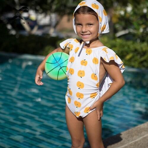 Ruffle swimsuit children Cute baby one-piece suits High cut bodysuits Sport bathing suit Summer beach wear 2021 new swimwear