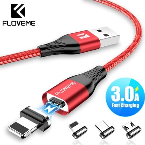FLOVEME 3A Magnetic Charger Cable For iPhone Micro USB Type C Cable Magnet Fast Charging Charge Microusb TypeC Cable For Samsung
