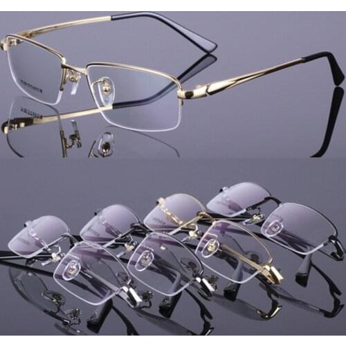 MEN PURE TITANIUM Eyeglass Frames Half Rimless Glasses Spectacles Myopia Rx able
