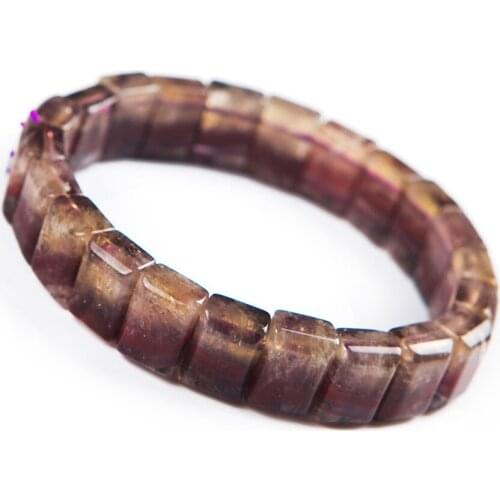 Genuine Purple Red Auralite 23 Cacoxenite Women Rectangle Bead Nice Crystal Bracelets