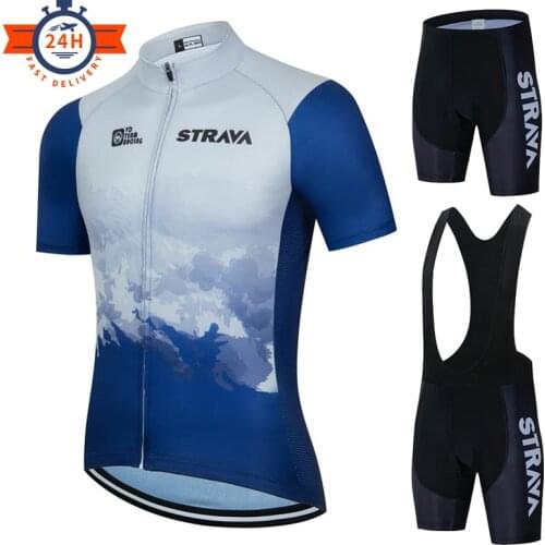 2021 New STRAVA Cycling Jersey Set Summer MTB Bicycle Clothing Maillot Ropa Ciclismo Racing Bike Clothes Sports Cycling Suit
