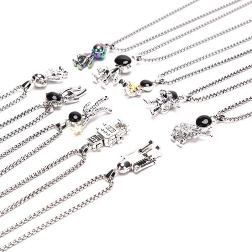 New Hip Hop Fashion Titanium Steel Astronaut Necklace Astronaut Pendant Pendant Couple Sweater Chain Punk Party Jewelry