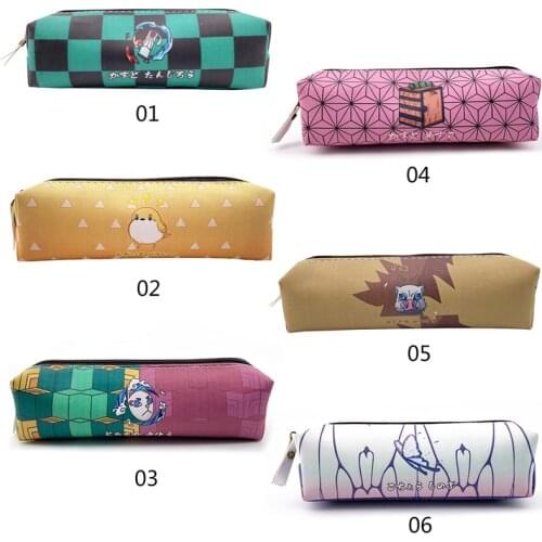 1pcs Anime Demon Slayer Kimetsu No Yaiba Pencil Case Cute Zipper Pencil Bag Pencil Box Student Stationery Gift Learning Supplies
