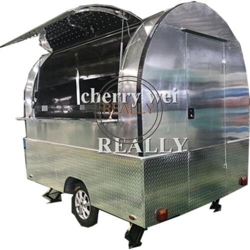 2m Hot sale stainless steel mobile food cart food truck food cart trailer with light