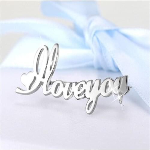 Personalized 925 Sterling Silver Name Brooch Handmade Letters Pins for Women Customize Beauty Wedding Jewelry Gift for Her