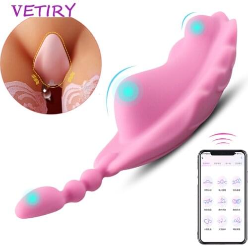 VETIRY Invisible Wearable Vibrators Anal Clitoral Stimulator Bluetooth/Remote Control Portable Panty Vibrator Sex Toys for Woman