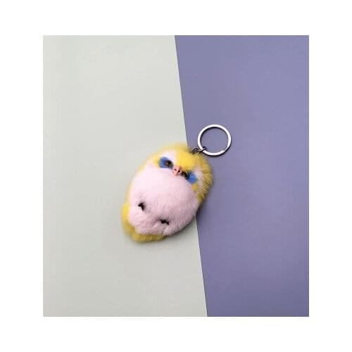 Fluffy Owl Keychain Cartoon Pendant Key Ring Holder Faux Bunny Rabbit Fur Pompoms Key Chains For Handbag