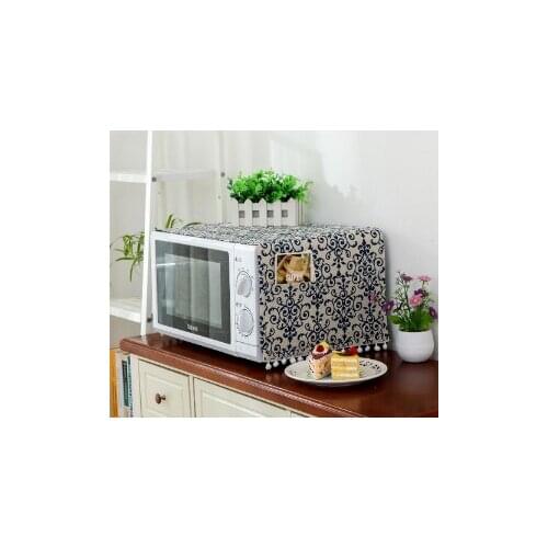 Dustproof Microwave Oven Cover Hood Oil Dust Cover with Storage Bag Double Pockets Dust Washable Kitchen Supplies Accessories