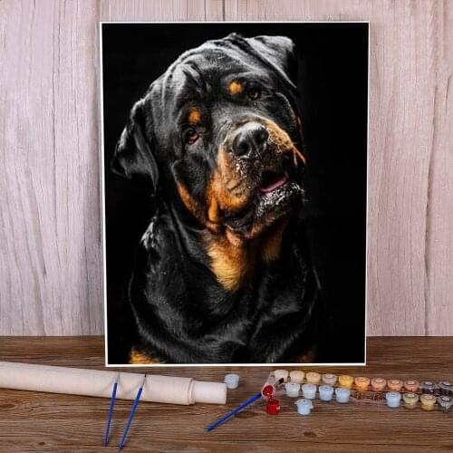 Animal Dog Rottweiler DIY Paint By Numbers Set Acrylic Paints 50*70 Picture By Numbers Photo Home Decoration For Handiwork
