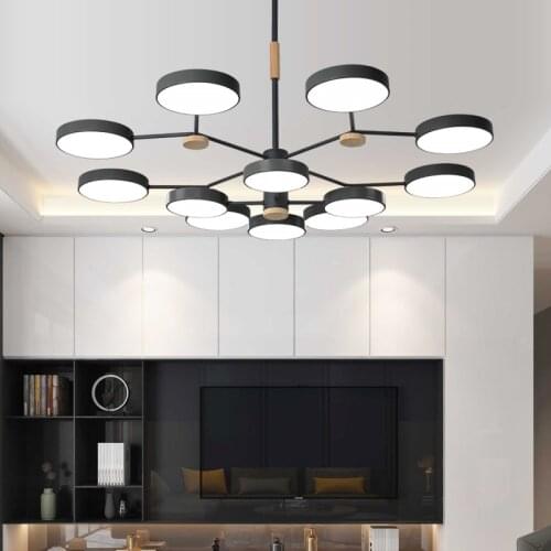 Modern minimalist multi-head Macaron LED chandelier, applied to living room lamp solid wood bedroom lamp dining room chandelier