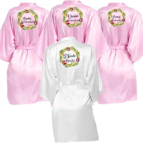 Wedding maid of honour robeSilky Bridesmaid Robes custom Bridal shower Robe Bridesmaid proposal gift Dressing Gown