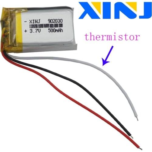 XINJ 3.7V 500mAh Lithium Polymer li-po Battery 3wire for thermistor 902030 For MP3 Camera E-book Driving Telephone watches DVC